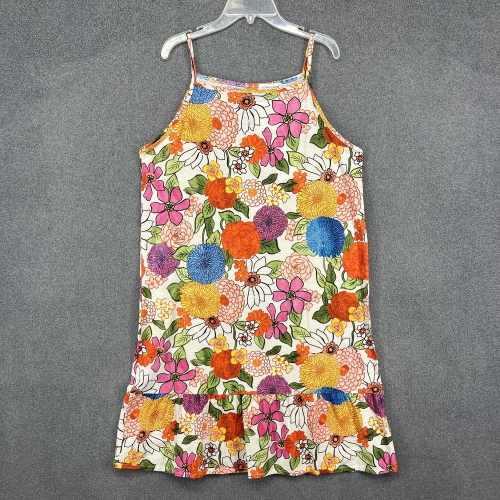 Lungo L'Arno Linen Blend Dress‎ Womens Large Tropical Floral Print beach